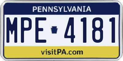 PA license plate MPE4181