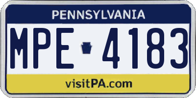 PA license plate MPE4183
