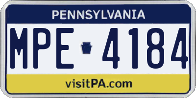 PA license plate MPE4184