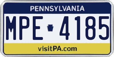 PA license plate MPE4185