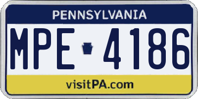 PA license plate MPE4186