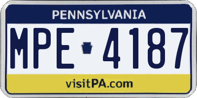 PA license plate MPE4187