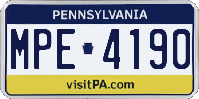 PA license plate MPE4190