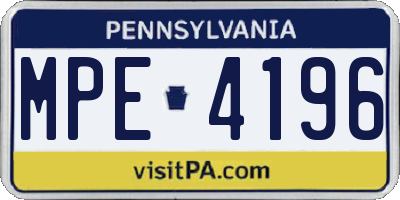 PA license plate MPE4196