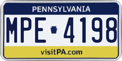 PA license plate MPE4198