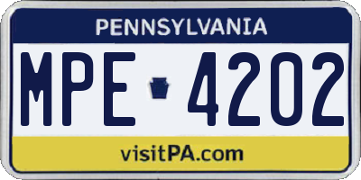 PA license plate MPE4202