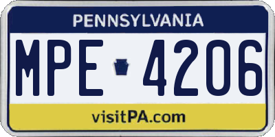 PA license plate MPE4206