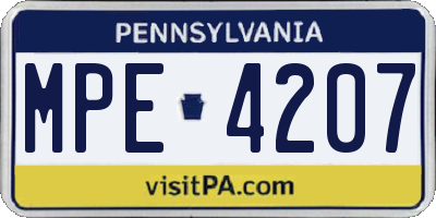 PA license plate MPE4207