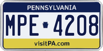 PA license plate MPE4208