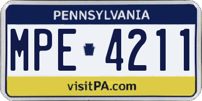 PA license plate MPE4211