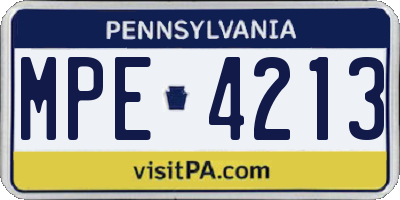 PA license plate MPE4213