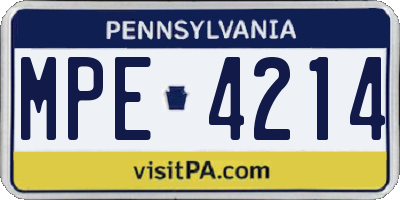 PA license plate MPE4214
