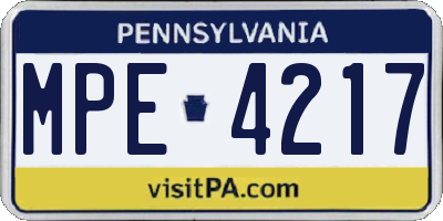 PA license plate MPE4217
