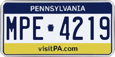 PA license plate MPE4219