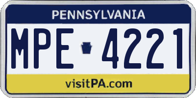 PA license plate MPE4221