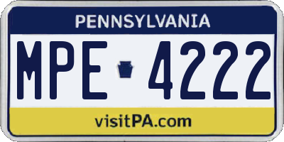 PA license plate MPE4222