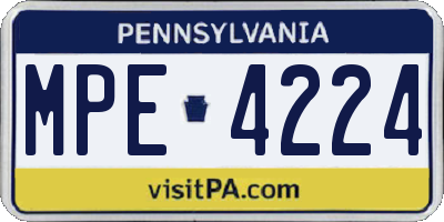 PA license plate MPE4224