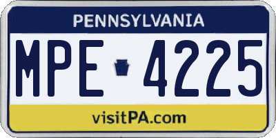 PA license plate MPE4225