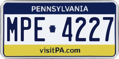 PA license plate MPE4227