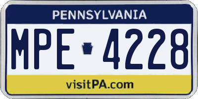 PA license plate MPE4228