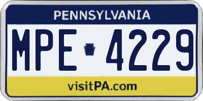 PA license plate MPE4229