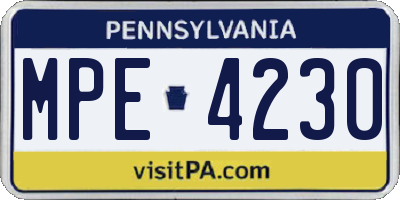 PA license plate MPE4230