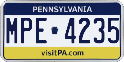 PA license plate MPE4235