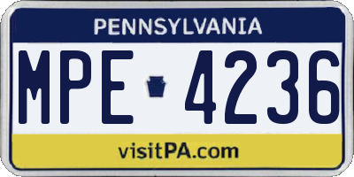 PA license plate MPE4236