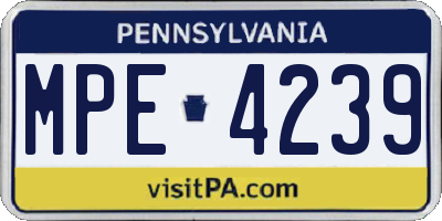PA license plate MPE4239