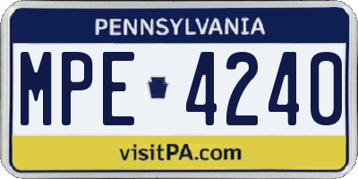 PA license plate MPE4240