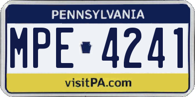 PA license plate MPE4241