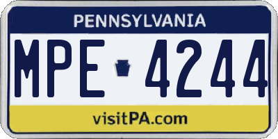 PA license plate MPE4244