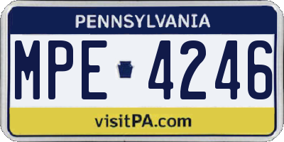 PA license plate MPE4246