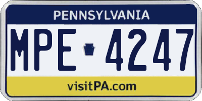PA license plate MPE4247