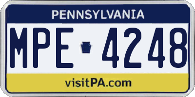 PA license plate MPE4248