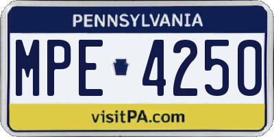 PA license plate MPE4250