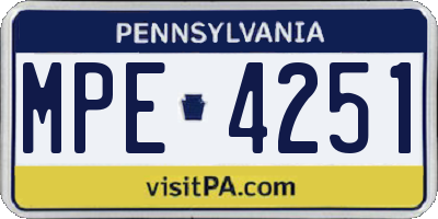 PA license plate MPE4251