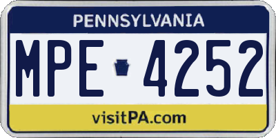 PA license plate MPE4252