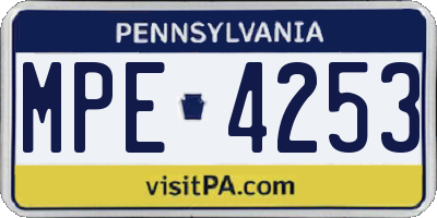 PA license plate MPE4253