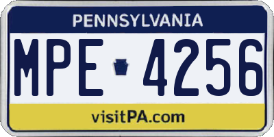 PA license plate MPE4256