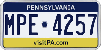PA license plate MPE4257