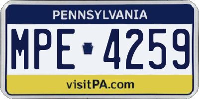 PA license plate MPE4259