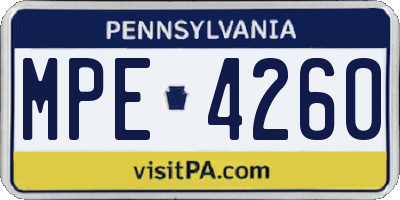 PA license plate MPE4260