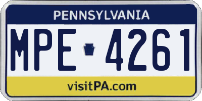 PA license plate MPE4261