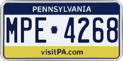 PA license plate MPE4268