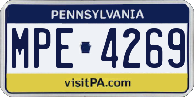 PA license plate MPE4269