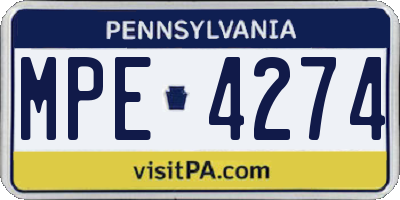 PA license plate MPE4274