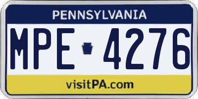 PA license plate MPE4276