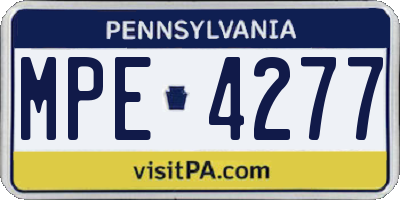 PA license plate MPE4277