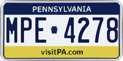 PA license plate MPE4278